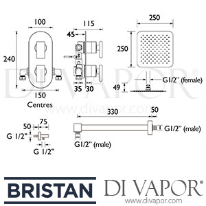 Bristan PIVOT SHWR PK2 Pivot Concealed Shower Pack Spare Parts